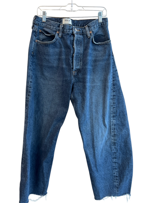 Agolde Size 30 Medium Wash Cotton Button Fly 5 Pocket Wide Leg Raw Hem Jeans Medium Wash / 30