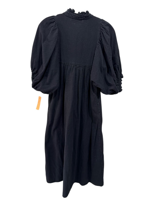 Never a Wallflower Size Small Black Cotton Half Balloon Sleeve Gathered Dress Black / Small