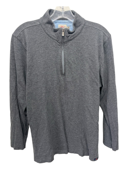 Faherty Size M Dark Gray Cotton Blend Solid Quarter Zip Men's Long Sleeve Shirt M