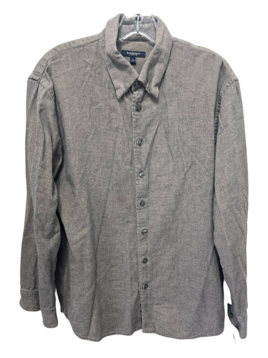 Burberry Size L Gray Cotton Solid Button Down Men's Long Sleeve Shirt L