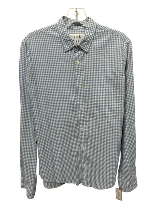 Frank & Eileen Size M Light Blue & White Cotton Gingham Men's Long Sleeve Shirt Light Blue & White / M