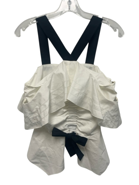 Derek Lam 10 Crosby Size 2 White & Black Cotton Ruched Front Sleeveless Top White & Black / 2