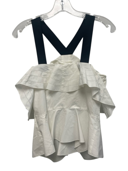 Derek Lam 10 Crosby Size 2 White & Black Cotton Ruched Front Sleeveless Top White & Black / 2