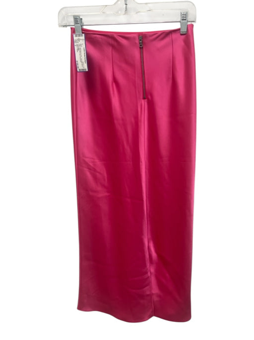 Alice + Olivia Size 0 Bubblegum Pink Triacetate Blend Satin Back Zip Midi Skirt Bubblegum Pink / 0