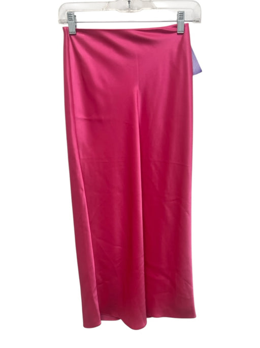 Alice + Olivia Size 0 Bubblegum Pink Triacetate Blend Satin Back Zip Midi Skirt Bubblegum Pink / 0