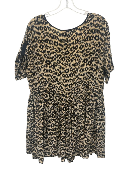 Sea New York Size 4 Black & Tan Drawstring leopard ikat Button Down Mini Dress Black & Tan / 4