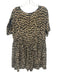 Sea New York Size 4 Black & Tan Drawstring leopard ikat Button Down Mini Dress Black & Tan / 4
