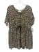 Sea New York Size 4 Black & Tan Drawstring leopard ikat Button Down Mini Dress Black & Tan / 4