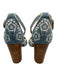 Anthropologie Shoe Size 6 Blue & White Fabric Embroidered Flowers Sandals Blue & White / 6