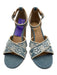 Anthropologie Shoe Size 6 Blue & White Fabric Embroidered Flowers Sandals Blue & White / 6