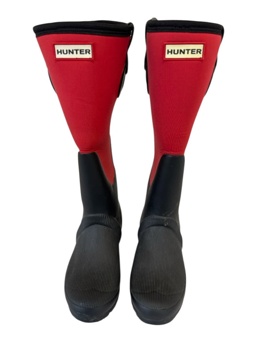Hunter Shoe Size 5 Black & Red Rubber Neoprene Color Block Rain Boots Black & Red / 5