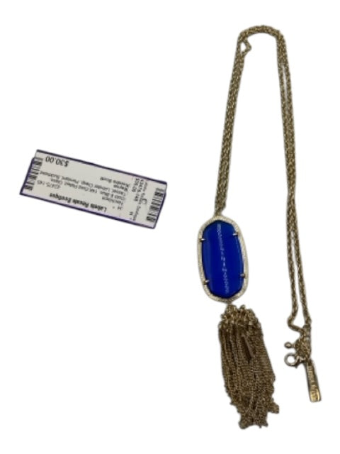 Kendra Scott Gold & Blue 14K Gold Plated Glass Tassel Lobster Clasp Necklace Gold & Blue