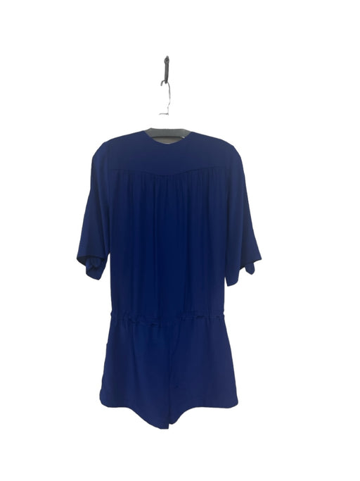 Amanda Uprichard Size P/XS Blue Silk Half Sleeve Button Down V Neck Romper Blue / P/XS