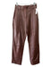 Lamarque Size 0 Brown Leather Zip Fly Pleated Pockets Pants Brown / 0