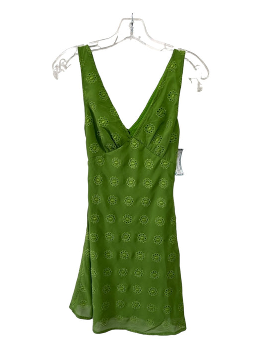 Commense Size XS Green Cotton & Polyester Blend V Neck Floral Print Tank Dress Green / XS