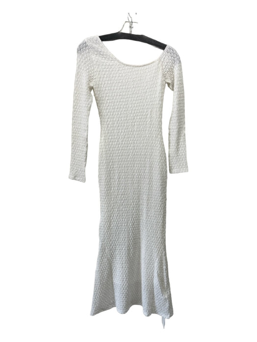 Commense Size XS White Polyamide & Cotton Asymetric Neckline Long Sleeve Dress White / XS