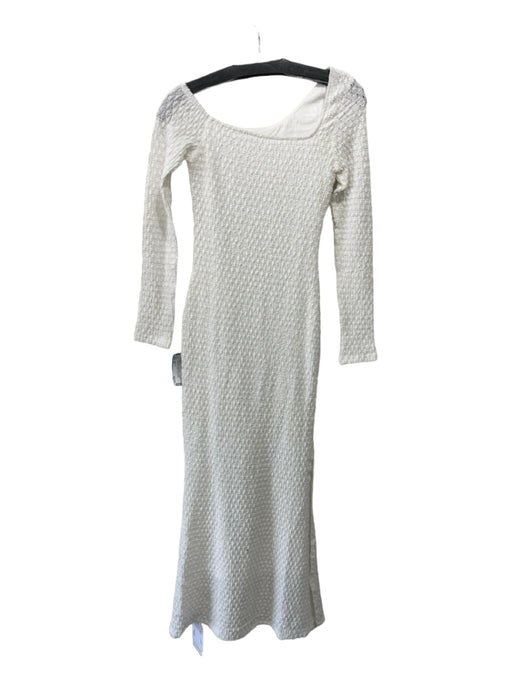 Commense Size XS White Polyamide & Cotton Asymetric Neckline Long Sleeve Dress White / XS