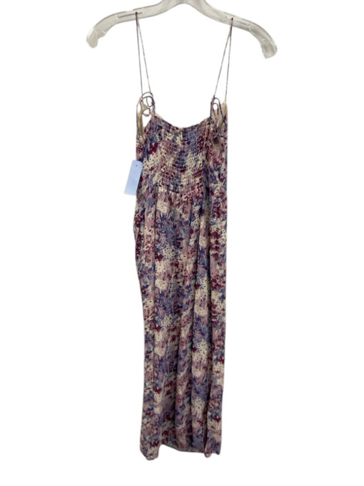 Reformation Size 2 Purple & Cream Print Viscose Floral Spaghetti Strap Dress Purple & Cream Print / 2