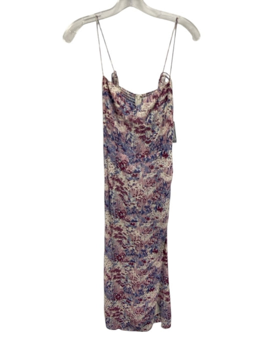 Reformation Size 2 Purple & Cream Print Viscose Floral Spaghetti Strap Dress Purple & Cream Print / 2