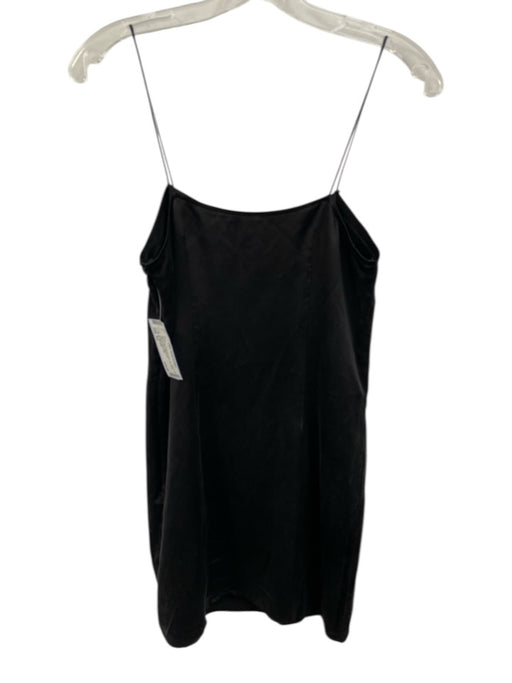 By The Way Size XS Black Silk Spaghetti Strap Slip dress Side Zip Mini Dress Black / XS
