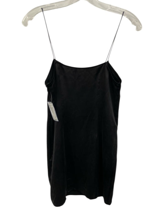 By The Way Size XS Black Silk Spaghetti Strap Slip dress Side Zip Mini Dress Black / XS