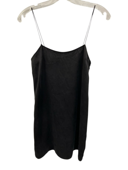 By The Way Size XS Black Silk Spaghetti Strap Slip dress Side Zip Mini Dress Black / XS