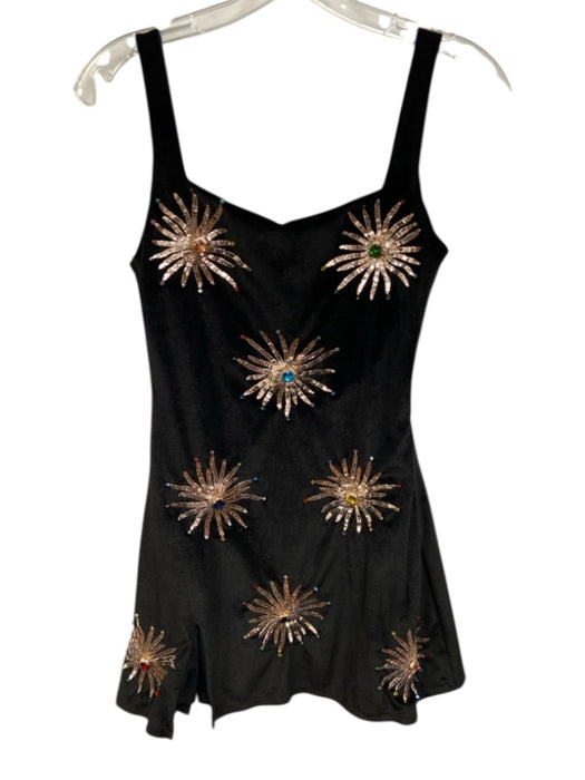 Oceanus Size S Black & Multi Polyamide Velvet Beaded & Sequined Sunburst Dress Black & Multi / S