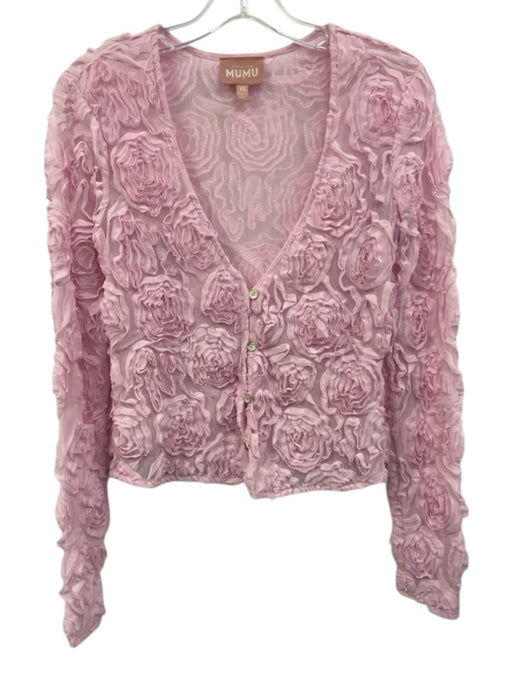 Show Me Your Mumu Size XS Light Pink Polyester Blend Mesh Rosette Cardigan Light Pink / XS
