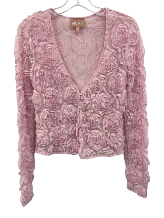 Show Me Your Mumu Size XS Light Pink Polyester Blend Mesh Rosette Cardigan Light Pink / XS