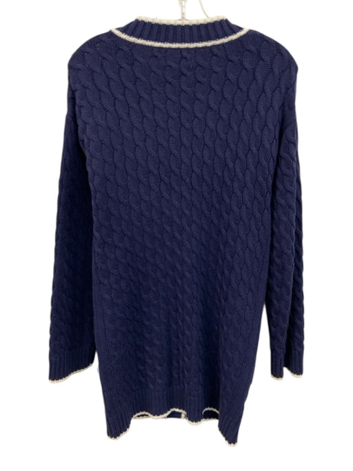 Lovers and Friends Size Est S Navy Blue & White Cotton Blend Cable Knit Cardigan Navy Blue & White / Est S