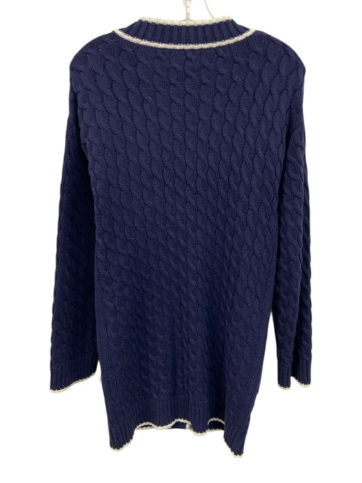 Lovers and Friends Size Est S Navy Blue & White Cotton Blend Cable Knit Cardigan Navy Blue & White / Est S