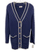 Lovers and Friends Size Est S Navy Blue & White Cotton Blend Cable Knit Cardigan Navy Blue & White / Est S