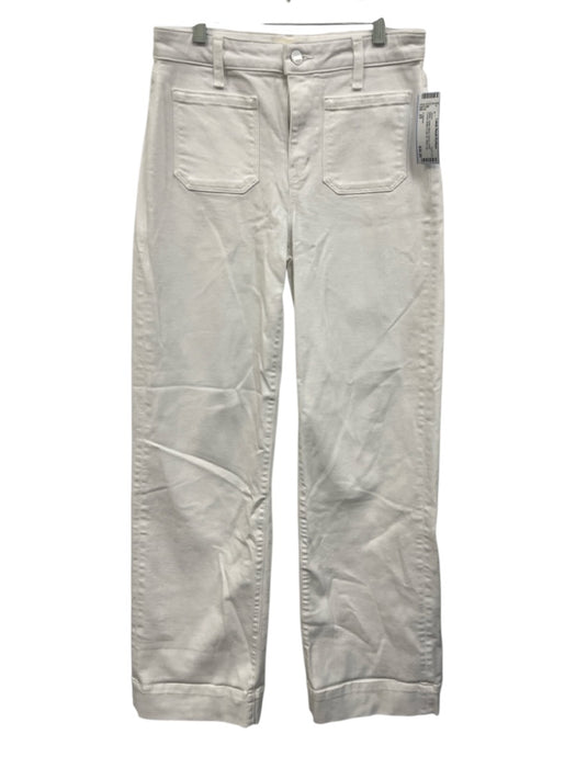 L'agence Size 25 White Cotton Blend Denim Patch Pocket Button & Zip Fly Jeans White / 25
