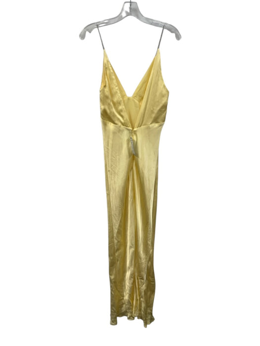 Bardot Size 4 Butter Yellow Viscose V Neck Bejeweled Spaghetti Strap Dress Butter Yellow / 4