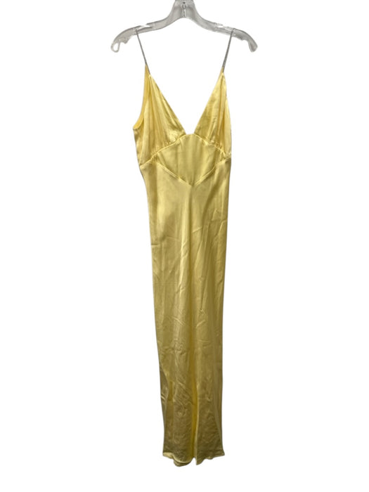 Bardot Size 4 Butter Yellow Viscose V Neck Bejeweled Spaghetti Strap Dress Butter Yellow / 4