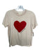 Sezane Size XS Beige & Red Cotton Round Neck Short Sleeve Heart Top Beige & Red / XS