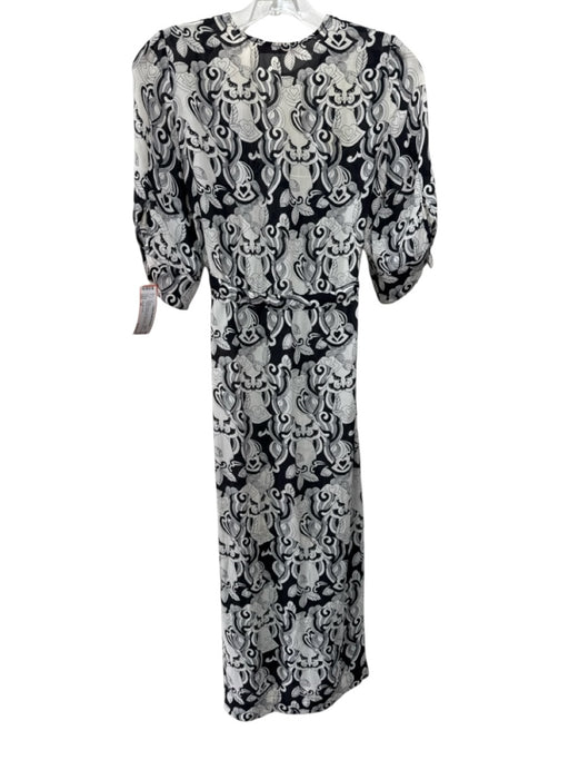 See By Chloe Size 34 Black & White Viscose & Silk V Neck Hearts & Abstract Dress Black & White / 34