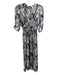 See By Chloe Size 34 Black & White Viscose & Silk V Neck Hearts & Abstract Dress Black & White / 34