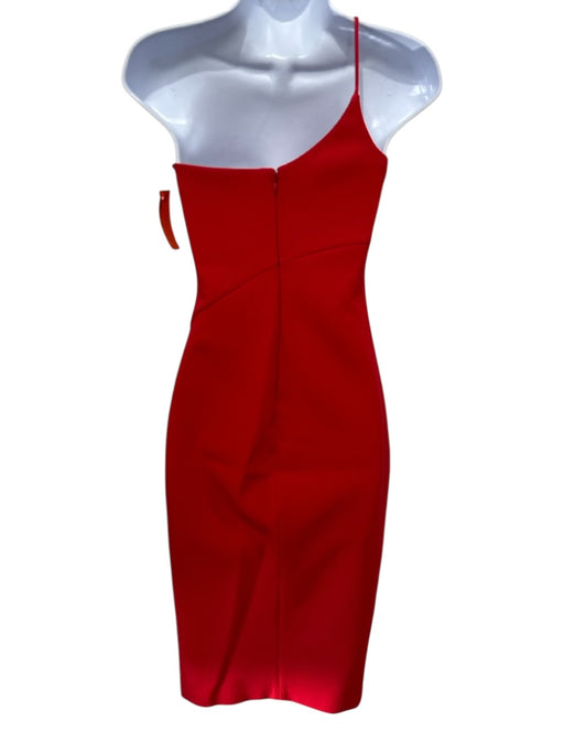 Likely Size 00 Red Polyester Blend One Shoulder Solid Side Slit Midi Dress Red / 00