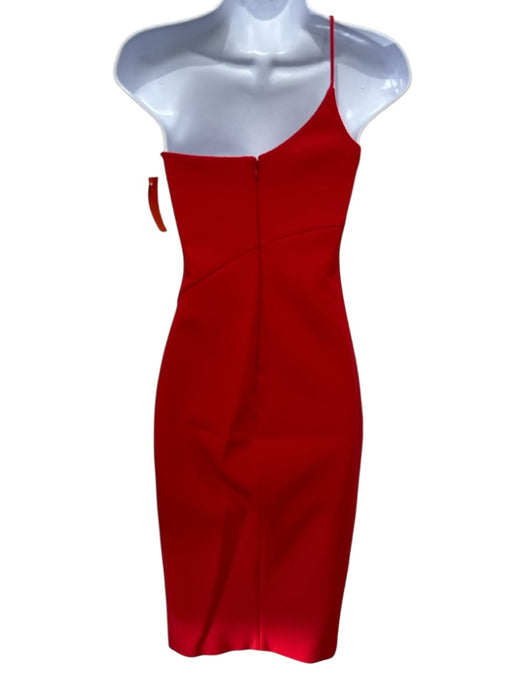 Likely Size 00 Red Polyester Blend One Shoulder Solid Side Slit Midi Dress Red / 00