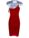 Likely Size 00 Red Polyester Blend One Shoulder Solid Side Slit Midi Dress Red / 00