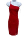 Likely Size 00 Red Polyester Blend One Shoulder Solid Side Slit Midi Dress Red / 00