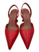 Amina Muaddi Shoe Size 36.5 Red Leather Pointed Toe Solid Kitten Heel Pumps Red / 36.5