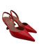 Amina Muaddi Shoe Size 36.5 Red Leather Pointed Toe Solid Kitten Heel Pumps Red / 36.5