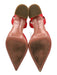 Amina Muaddi Shoe Size 36.5 Red Leather Pointed Toe Solid Kitten Heel Pumps Red / 36.5