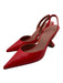 Amina Muaddi Shoe Size 36.5 Red Leather Pointed Toe Solid Kitten Heel Pumps Red / 36.5