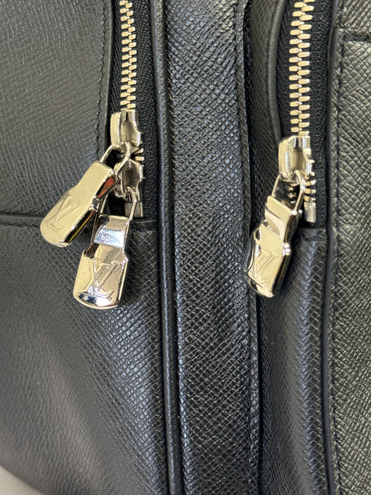 Louis Vuitton Black Coated Canvas Logo Backpack Bag