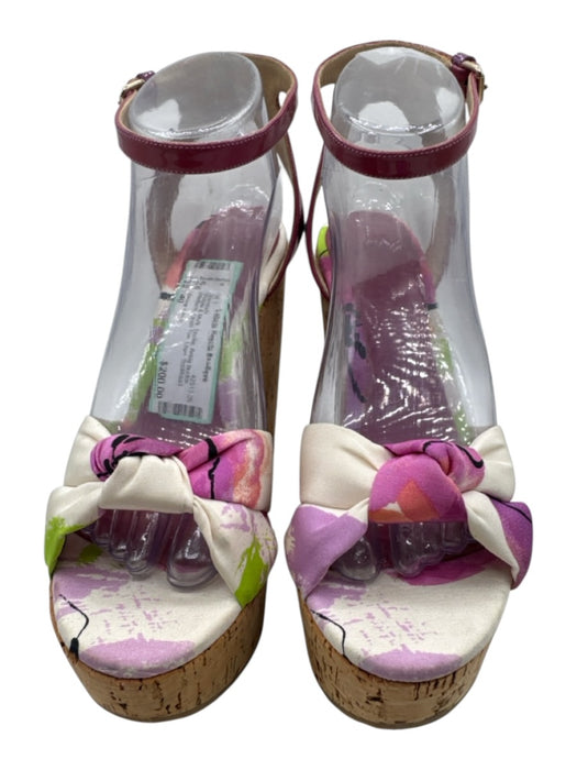 Jimmy Choo Shoe Size 40 Purple & Multi Textile Ankle Buckle Platform Sandals Purple & Multi / 40