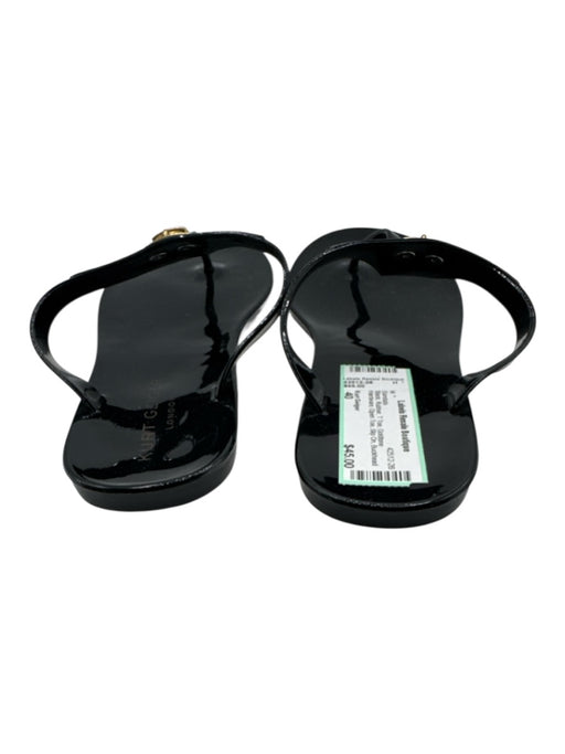 Kurt Geiger Shoe Size 40 Black Rubber T Toe Goldtone Hardware Open Toe Sandals Black / 40