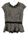 Rebecca Taylor Size 10 Black & White Cotton & Viscose Short Sleeve Tweed Top Black & White / 10
